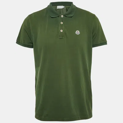 Pre-owned Moncler Green Cotton Pique Logo Applique Detail Polo T-shirt Xl
