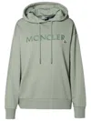 Moncler Logo-embroidered Cotton Hoodie In Green