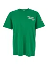 Moncler Green Crewneck T-shirt With Logo Print On The Front And Logo Patch On The Sleeve In Cotton M In Green