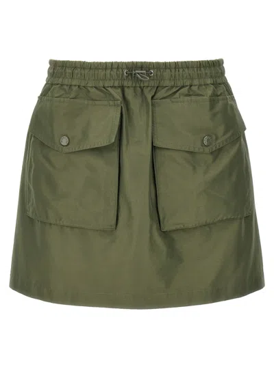 MONCLER GREEN DRAWSTRING CARGO MINISKIRT