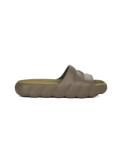 MONCLER GREEN EVA QUILTED LILO SLIDERS
