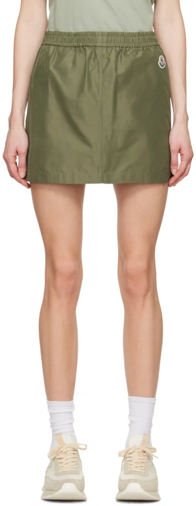 Moncler Green Flap Pocket Miniskirt In 889 Russian Olive