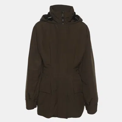 Pre-owned Moncler Green Gabardine And Boucle Sieck Down Jacket S