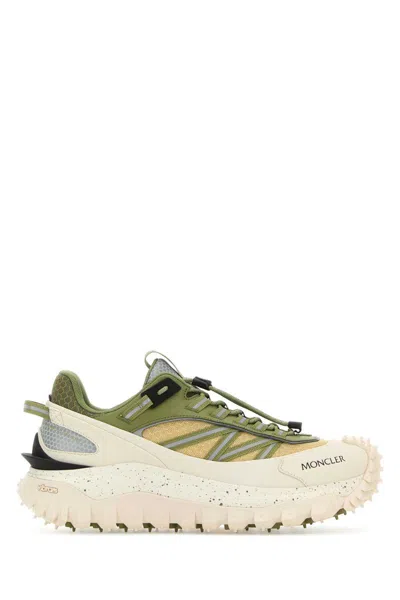 Moncler Man Green Leather Blend Sneakers