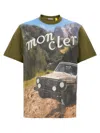 Moncler Turquoise Short Sleeve Tee Featuring Iconic Mercedes-benz Print In Green