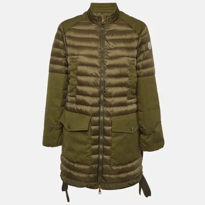 Pre-owned Moncler Green Nylon And Gabardine Quilted Cyanite Down Jacket S