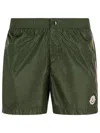 Moncler Army Green Nylon Swimming Shorts In Green