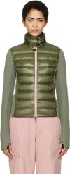 Moncler Down Front Fleece Zip-up Cardigan In 821 Sage
