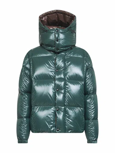 Moncler Green Parana Hooded Short Down Jacket In Multi