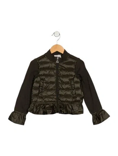 Pre-owned Moncler Babies' Green Patterned Casual Jacket With Zip Closure