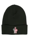 Moncler Knitted Wool Hat Ribbed Cuff In Green