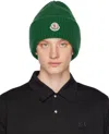 Moncler Green Rolled Brim Beanie In 844 Pine Green