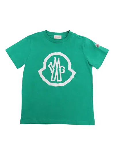 Moncler Kids' Green T-shirt With Logo