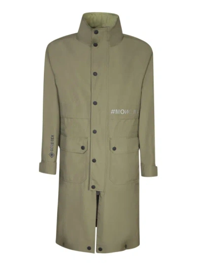 Moncler Green Three-quarter Coats In Gray