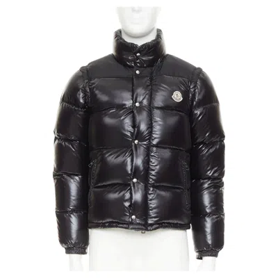 Pre-owned Moncler Grenable Black Shine Snap Button Cropped Puffer Jacket Sz.0 Xs