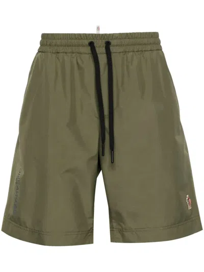 Moncler Logo-patch Running Shorts In Green