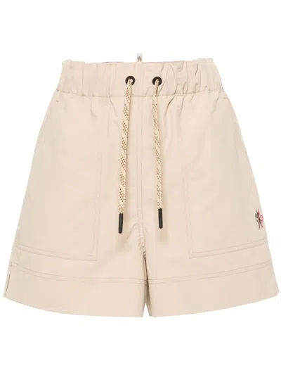 Moncler Mid-rise Straight-leg Shorts In Beige