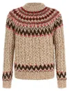 Moncler Jacquard Wool Blend Sweater With Geometric Pattern In Multi