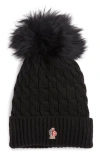 Moncler Virgin Wool Beanie W/ Pompom In Black