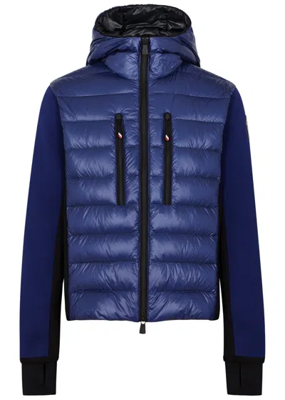 Moncler Grenoble Après-ski Knitted And Quilted Shell Jacket In Blue