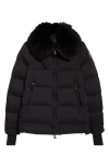 Moncler Grenoble Arabbas Genuine Shearling Collar Down Jacket In Black