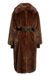 Moncler Grenoble Arly Belted Down Faux Fur Long Coat In Multi