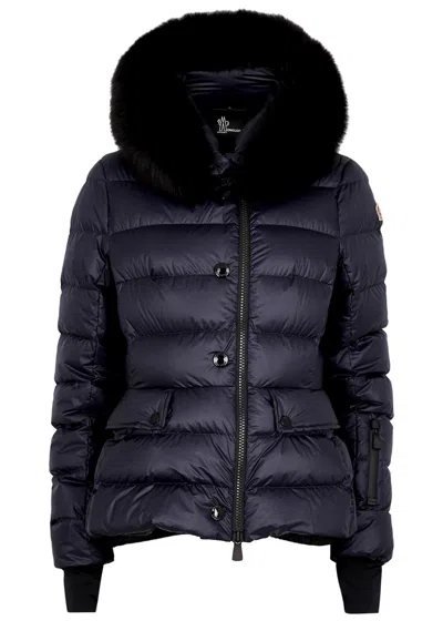 Moncler Grenoble Armonique Fur-trimmed Shell Jacket In Navy