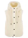 Moncler Grenoble Arve Teddy Effect Fleece Padded Gilet With Hood In Neutral