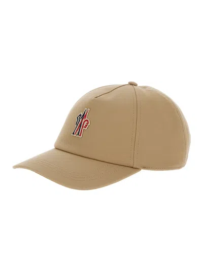 Moncler Grenoble Beige Baseball Cap With Logo Embroidery In Cotton Man In Multicolor
