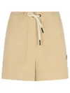Moncler Shorts Elastic Waistband Side Pockets In Beige