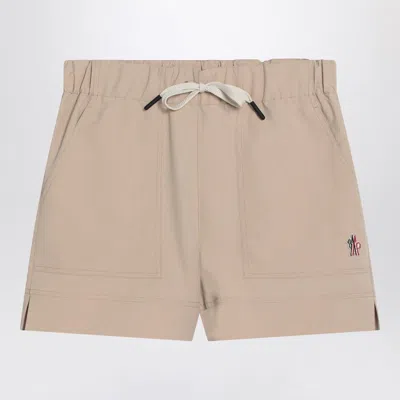 Moncler Grenoble Beige Shorts With Logo Patch Women In Cream