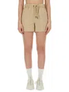 Moncler Bermuda With Logo In Beige