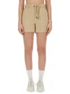 Moncler Bermuda With Logo In Beige