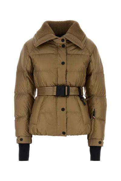 Moncler Biscuit Nylon Batailleuse Down Jacket In Brown