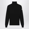 Moncler Wool Blend Turtleneck Long Sleeve Top In Black