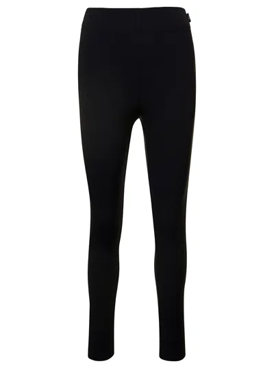 Moncler Grenoble Black Leggings With Zipped Pocket In Stretch Polyamide Woman