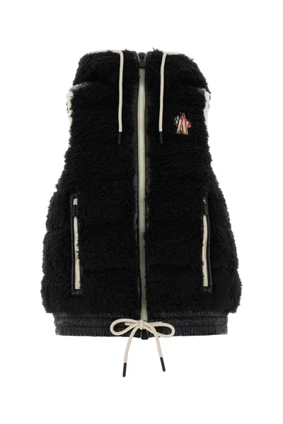 Moncler Grenoble Black Teddy Fabric Sleeveless Down Jacket