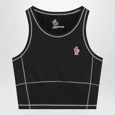 Moncler Grenoble Black Top In Strets Nylon Blend