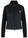 Moncler Grenoble Black Virgin Wool Padded Cardigan In Black