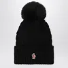 Moncler Black Wool Hat With Pom Pom In Black