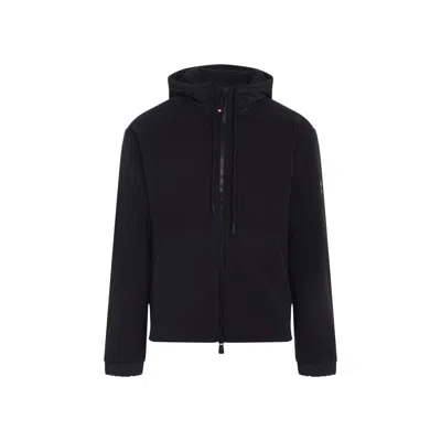 Moncler Grenoble Black Zip Up Polyester Jacket In Blue