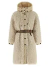 Moncler Grenoble Blavet Teddy Fleece Long Coat In Neutral