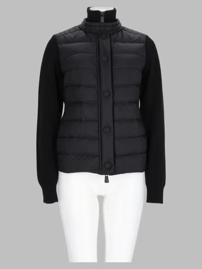 Moncler Grenoble Monochrome Wool Cardigan In Black