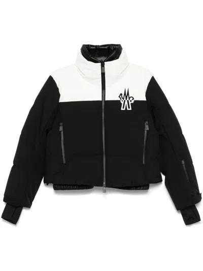 Moncler Black Stretch Nylon Stennes Down Jacket In White