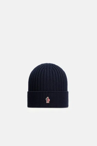 Moncler Grenoble Branded Wool Hat In Blue
