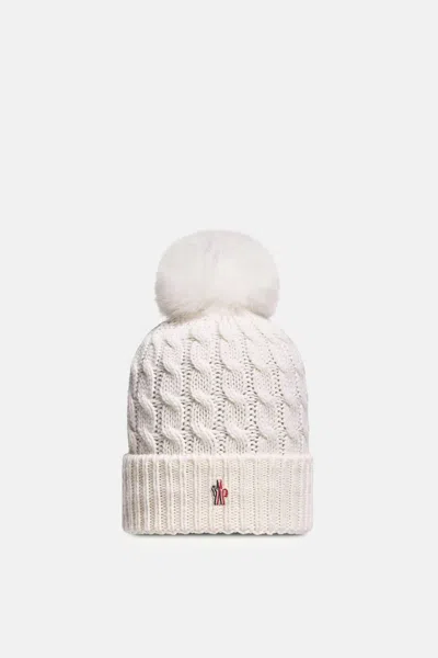 Moncler Grenoble Cable Knit Bobble Hat In White