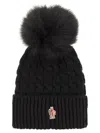 Moncler Virgin Wool Beanie W/ Pompom In Black