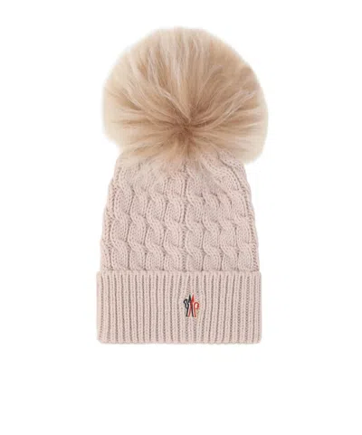 MONCLER MONCLER GRENOBLE CABLE KNIT POM POM BEANIE HAT
