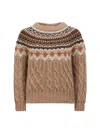 Moncler Grenoble Cable-knit Sweater In Brown
