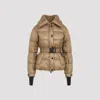 Moncler Padded Ski Jacket With Belt And Hood In Brown